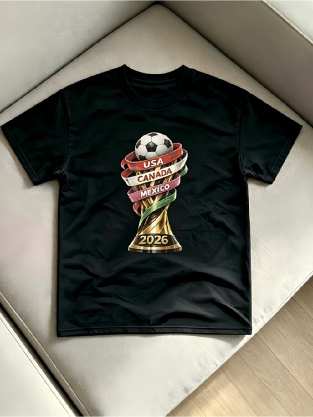 printed with the 2026 FIFA World Cup football trophy Women Men T-shirt unisex.